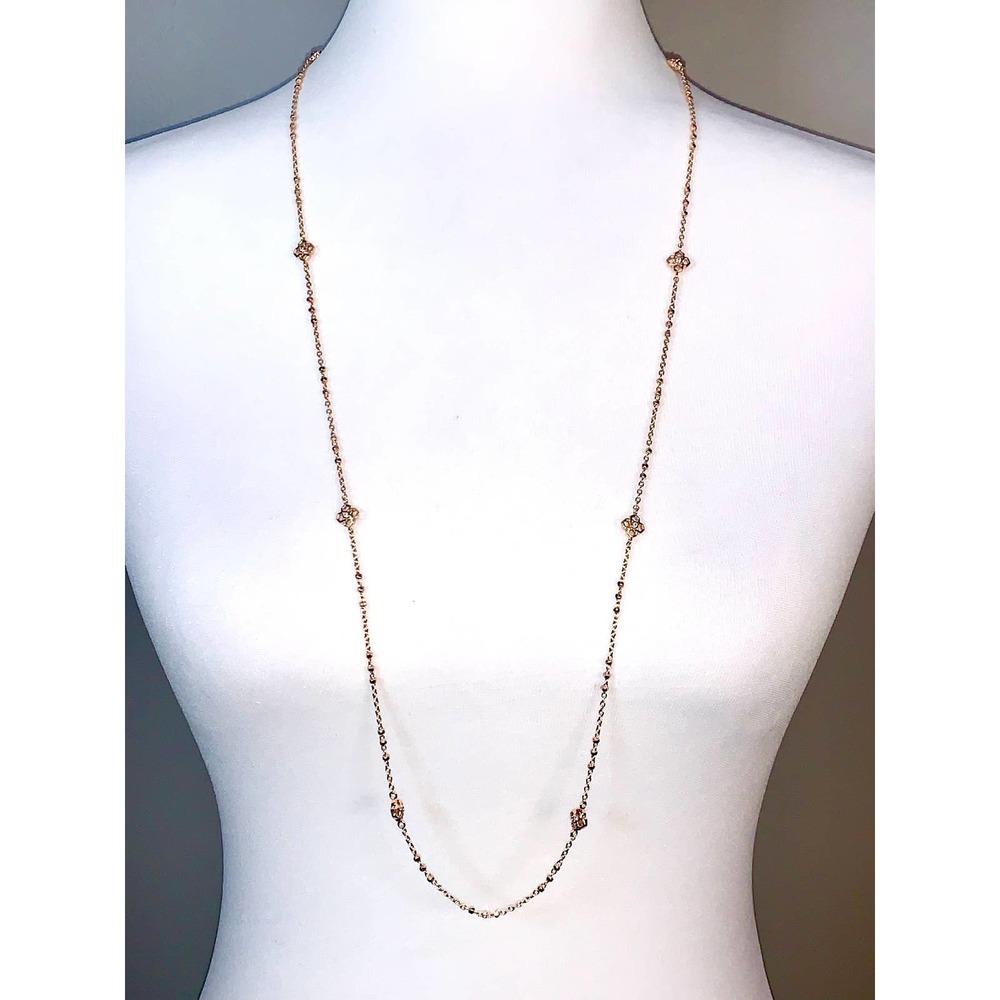 Kendra Scott Rose Gold Crystal Flower Station Necklace EUC